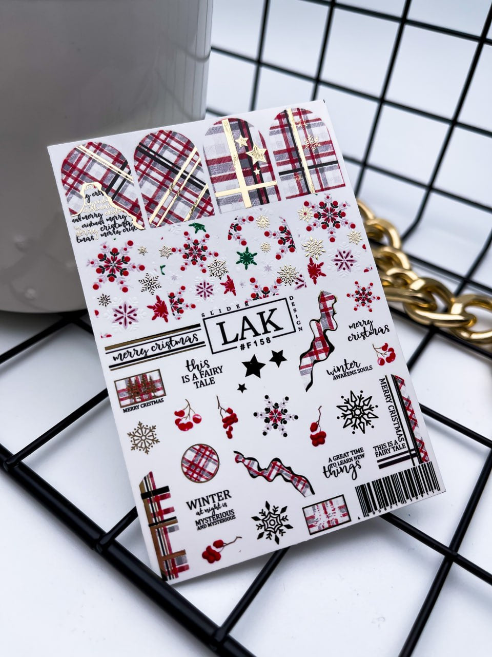 NAVIDAD Lak Slider#F158 PEGATINAS PARA UÑAS