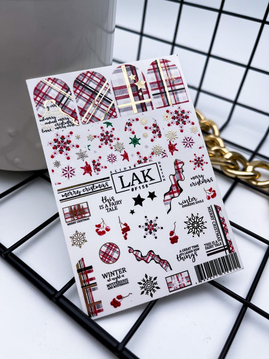 NAVIDAD Lak Slider#F158 PEGATINAS PARA UÑAS