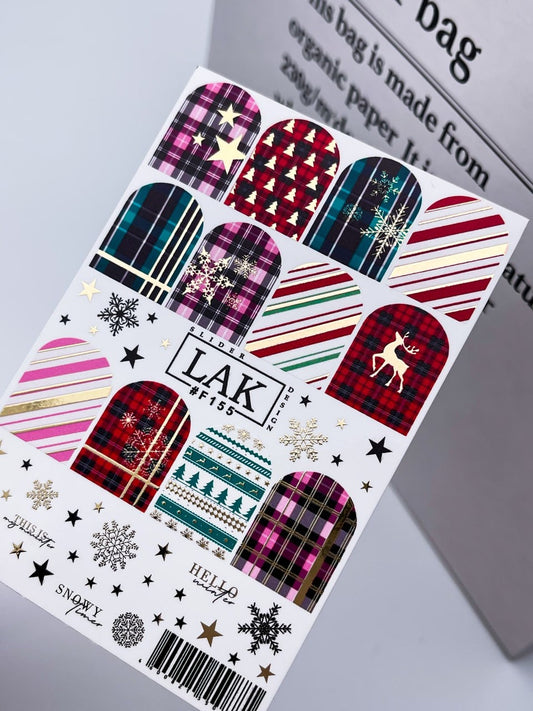 NAVIDAD Lak Slider#F155 PEGATINAS PARA UÑAS